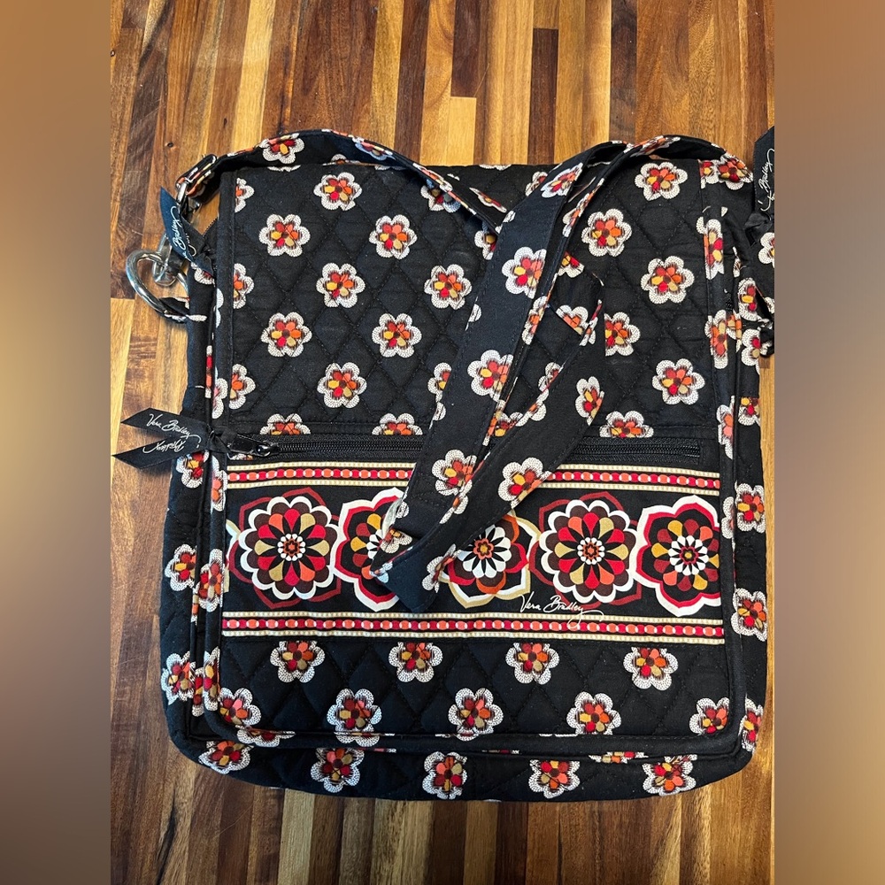 Vera Bradley Black and Red Floral Crossbody Bag